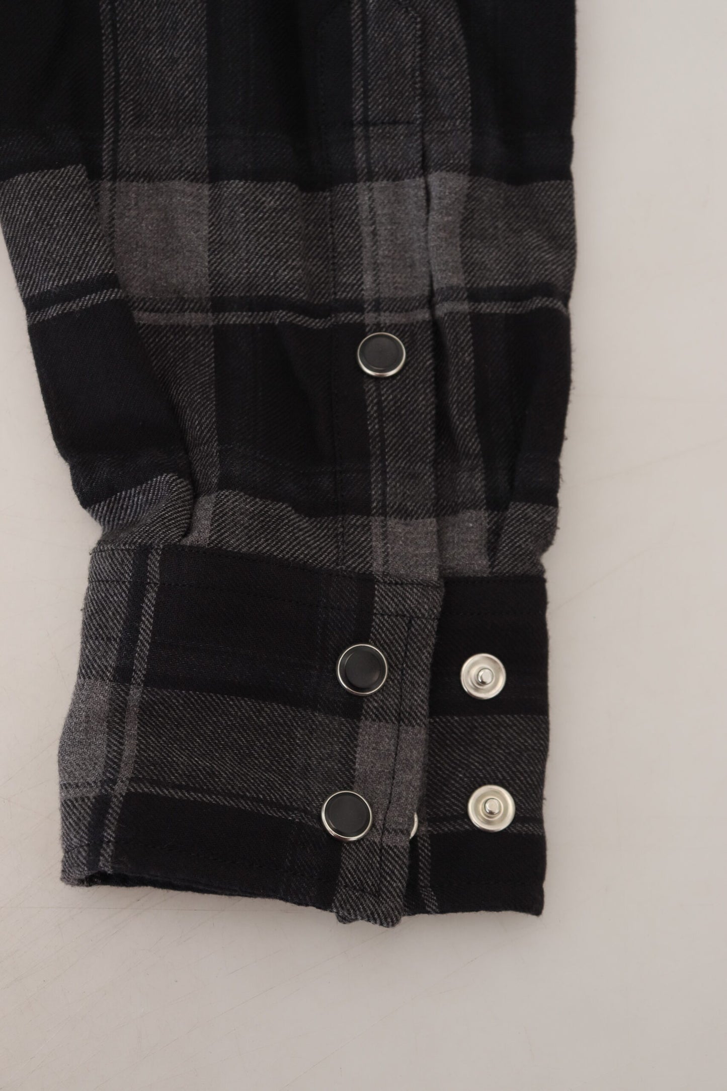 Chemise à manches longues pour homme à carreaux noir et gris de Dolce & Gabbana