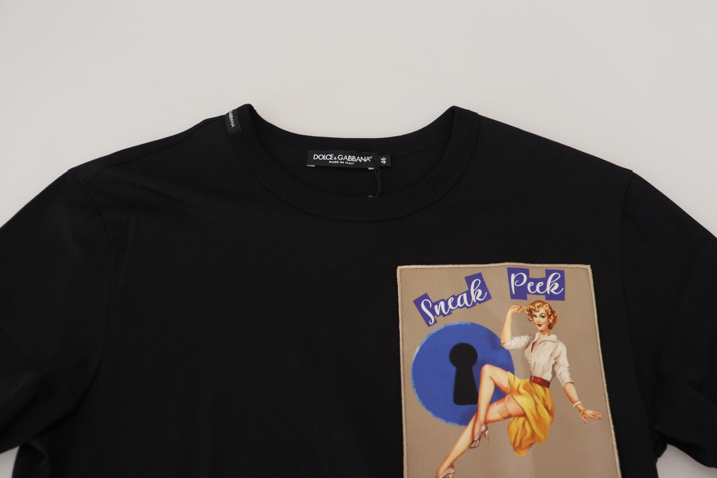 T-shirt à manches courtes en coton noir Dolce & Gabbana avec aperçu des collections à venir