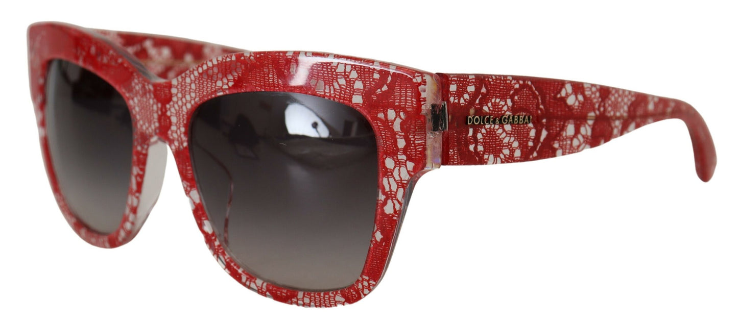 Lunettes de soleil rectangulaires en acétate et dentelle Dolce & Gabbana rouges DG4231F