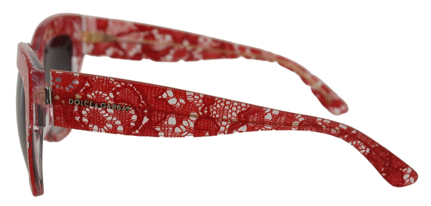 Lunettes de soleil rectangulaires en acétate et dentelle Dolce & Gabbana rouges DG4231F