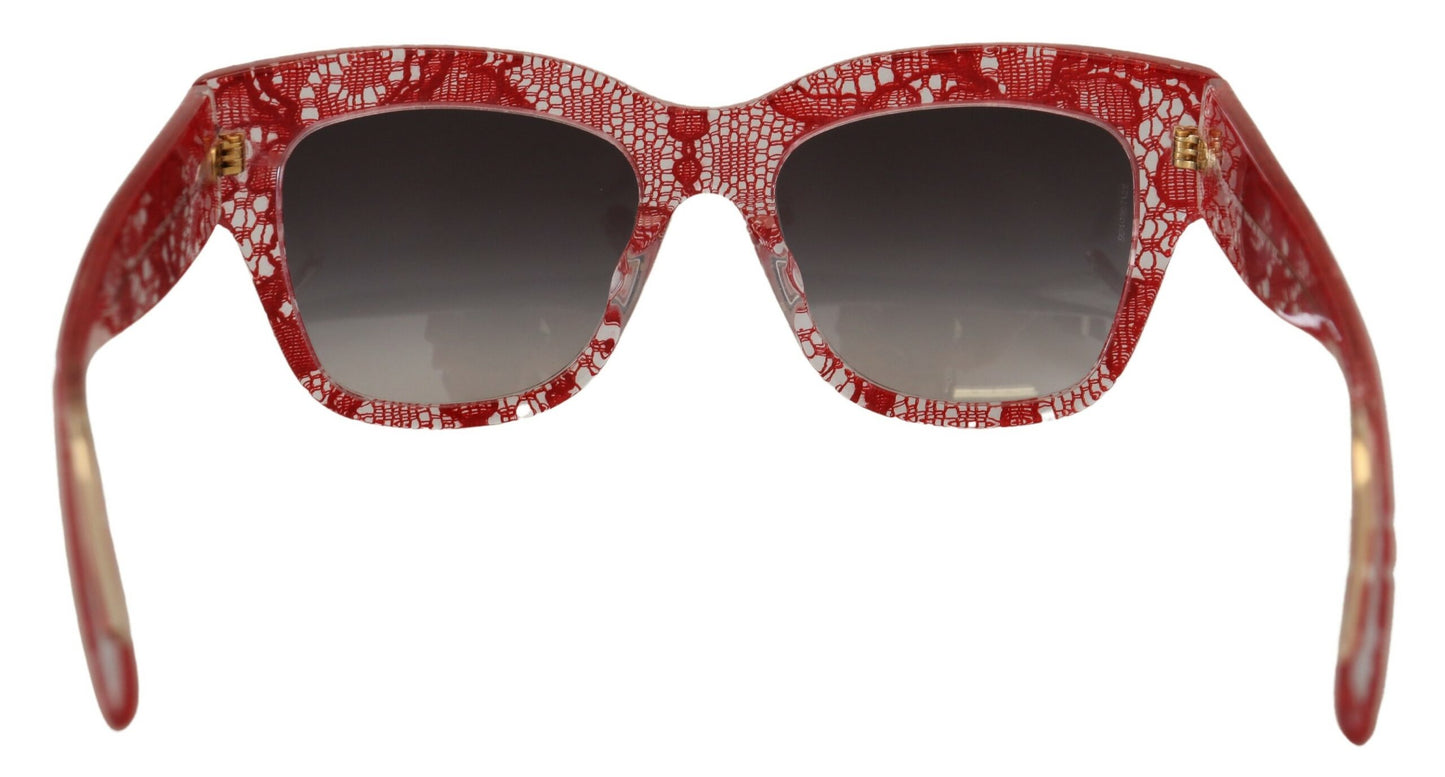 Lunettes de soleil rectangulaires en acétate et dentelle Dolce & Gabbana rouges DG4231F