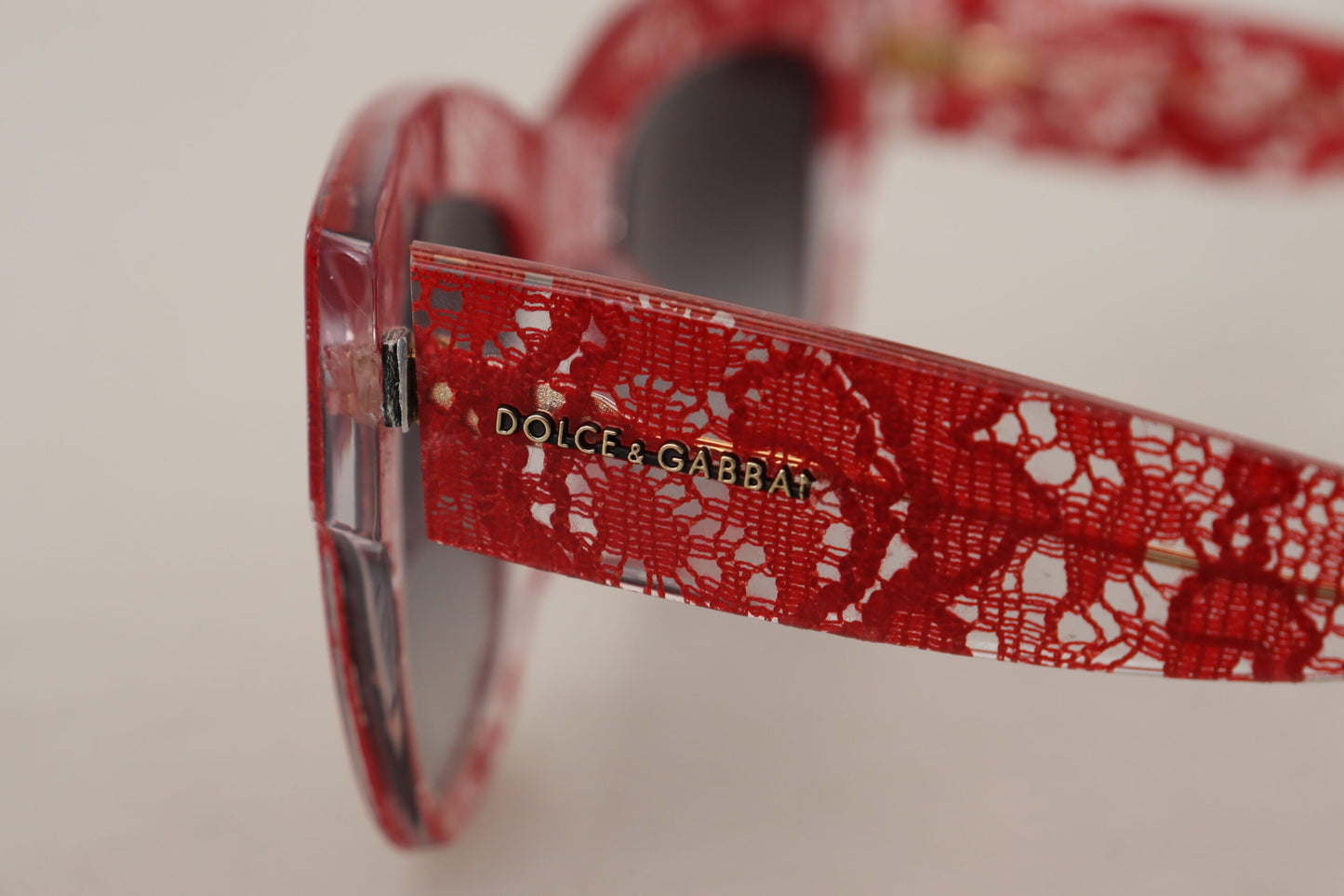 Lunettes de soleil rectangulaires en acétate et dentelle Dolce & Gabbana rouges DG4231F