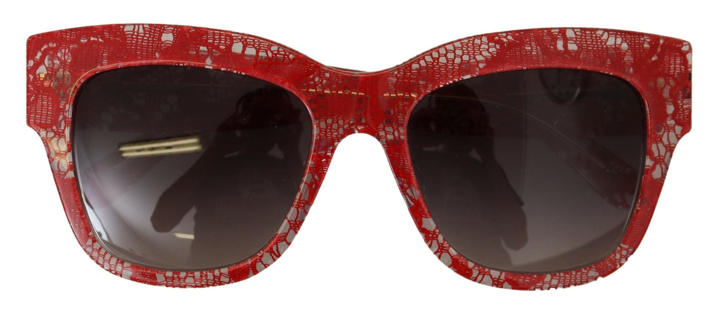 Lunettes de soleil rectangulaires en acétate et dentelle Dolce & Gabbana rouges DG4231F