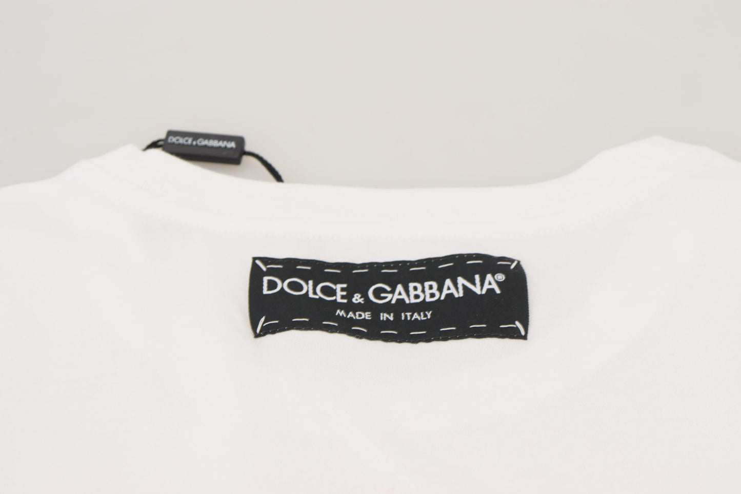 Dolce & Gabbana T-shirt, wit, gestructureerd, korte mouw.