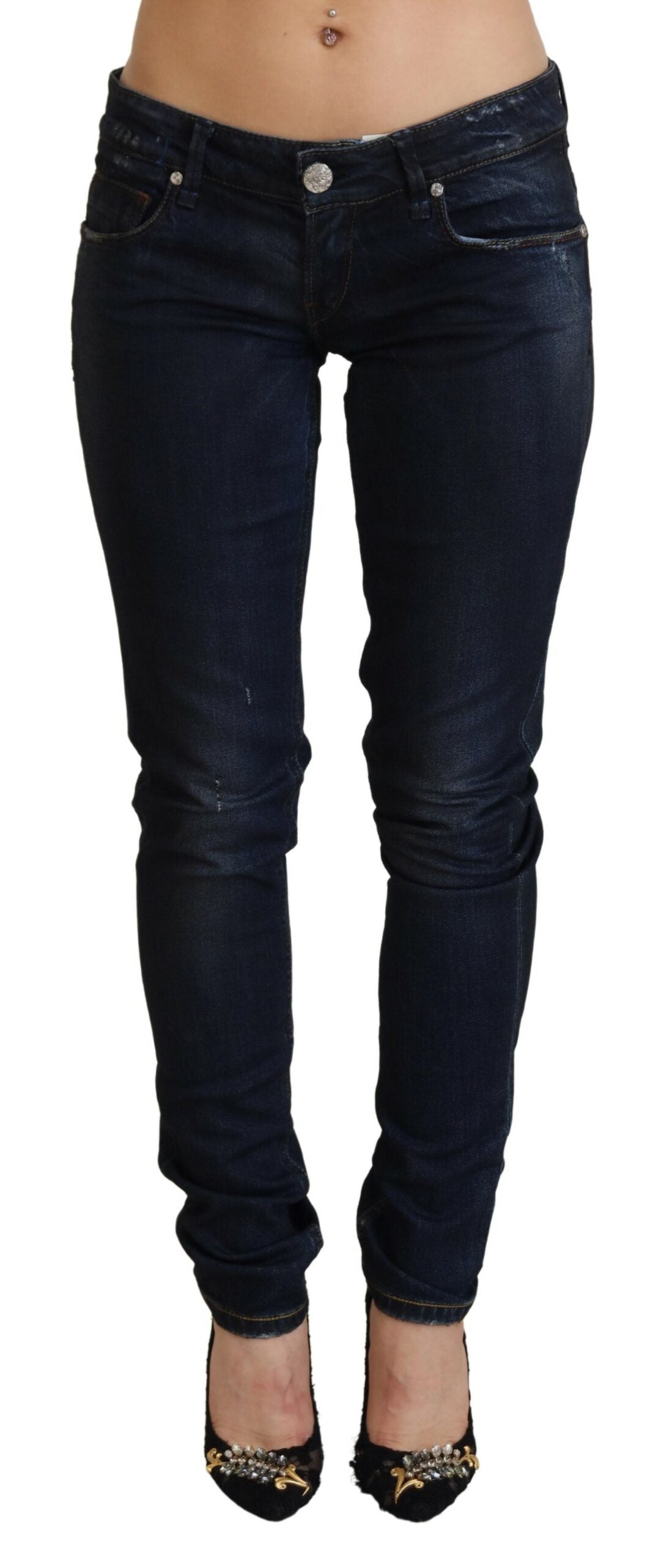 Jeans en jean pour femme Acht Blue, taille basse, coupe slim.