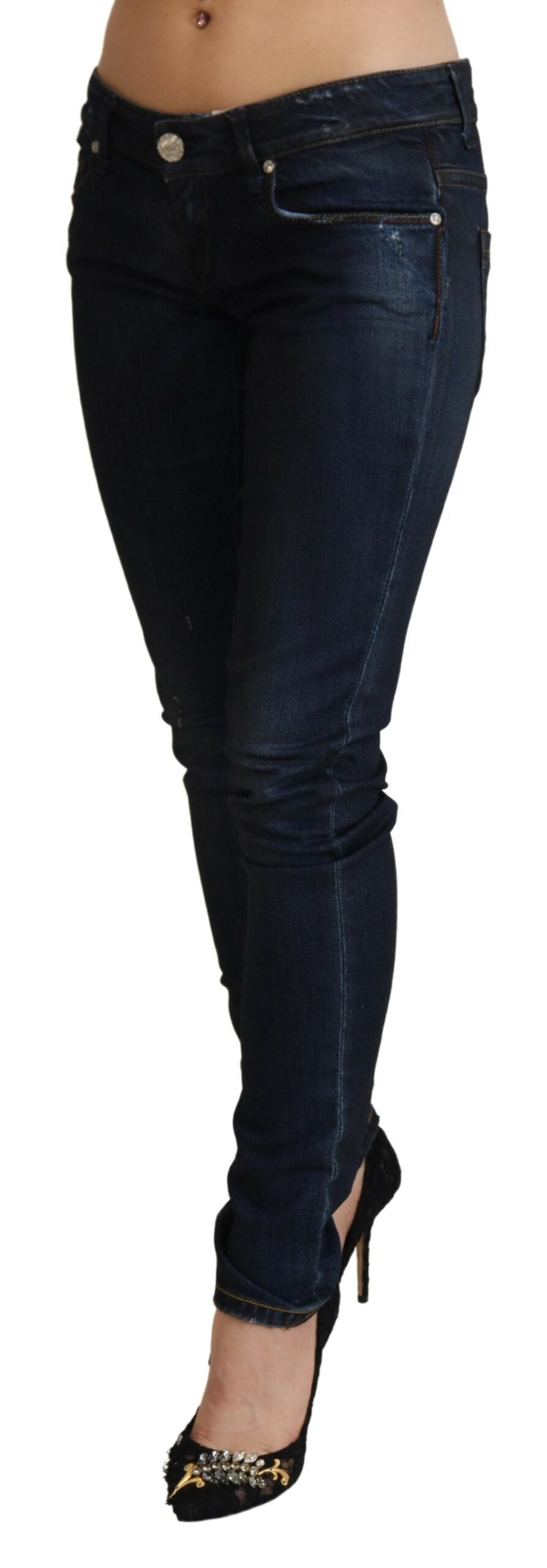 Jeans en jean pour femme Acht Blue, taille basse, coupe slim.