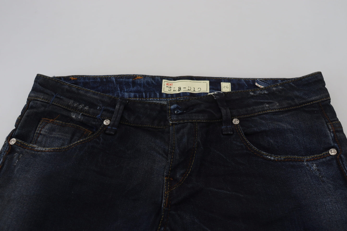 Jeans en jean pour femme Acht Blue, taille basse, coupe slim.