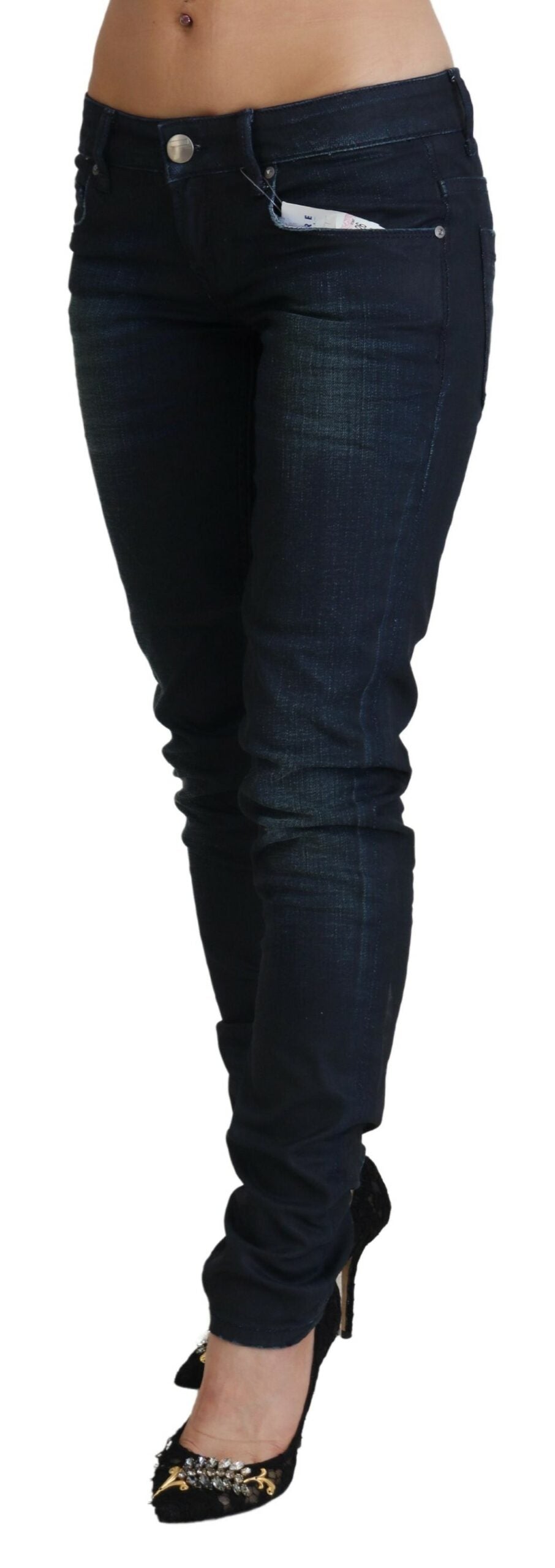 Jeans en jean pour femme Acht Blue, taille basse, coupe slim.
