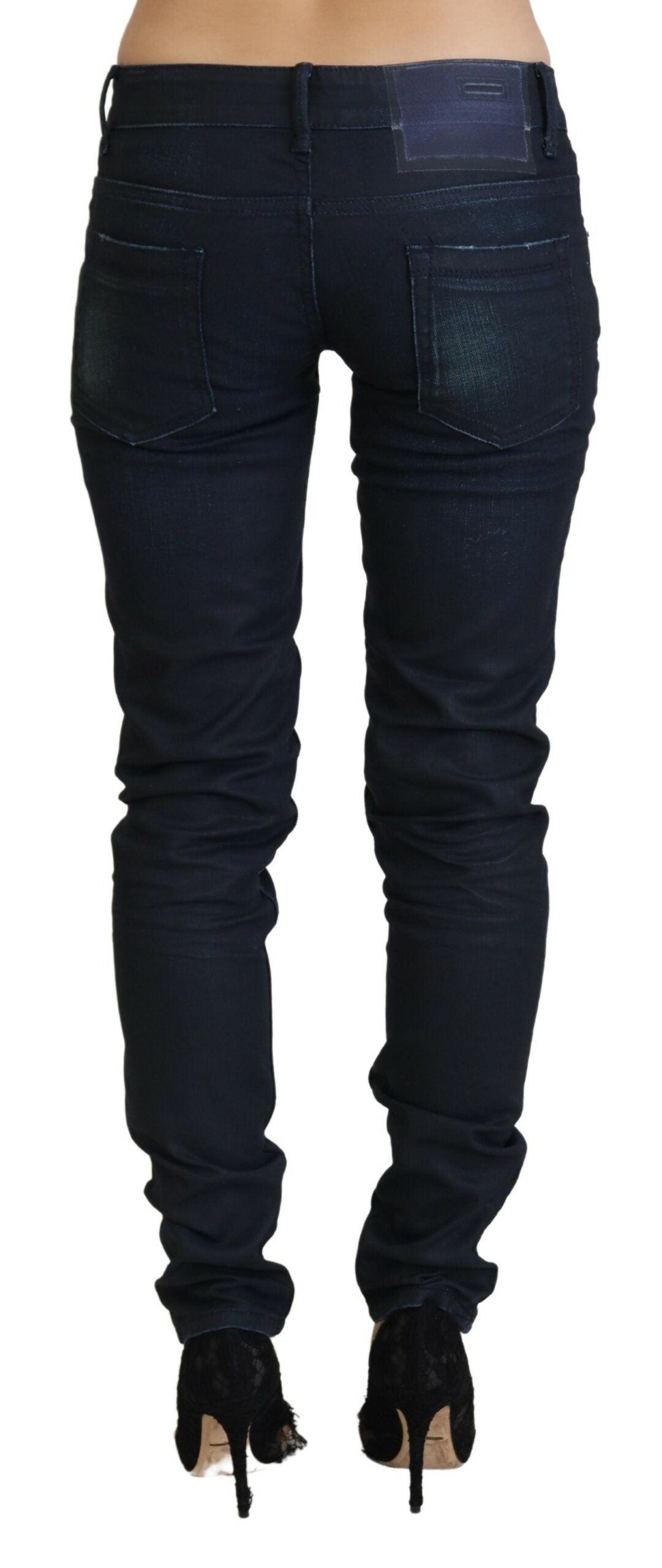 Jeans en jean pour femme Acht Blue, taille basse, coupe slim.