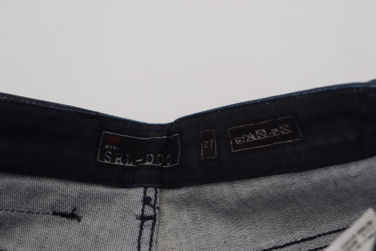 Acht blauw gewassen, smalle, lage taille jeans van katoen