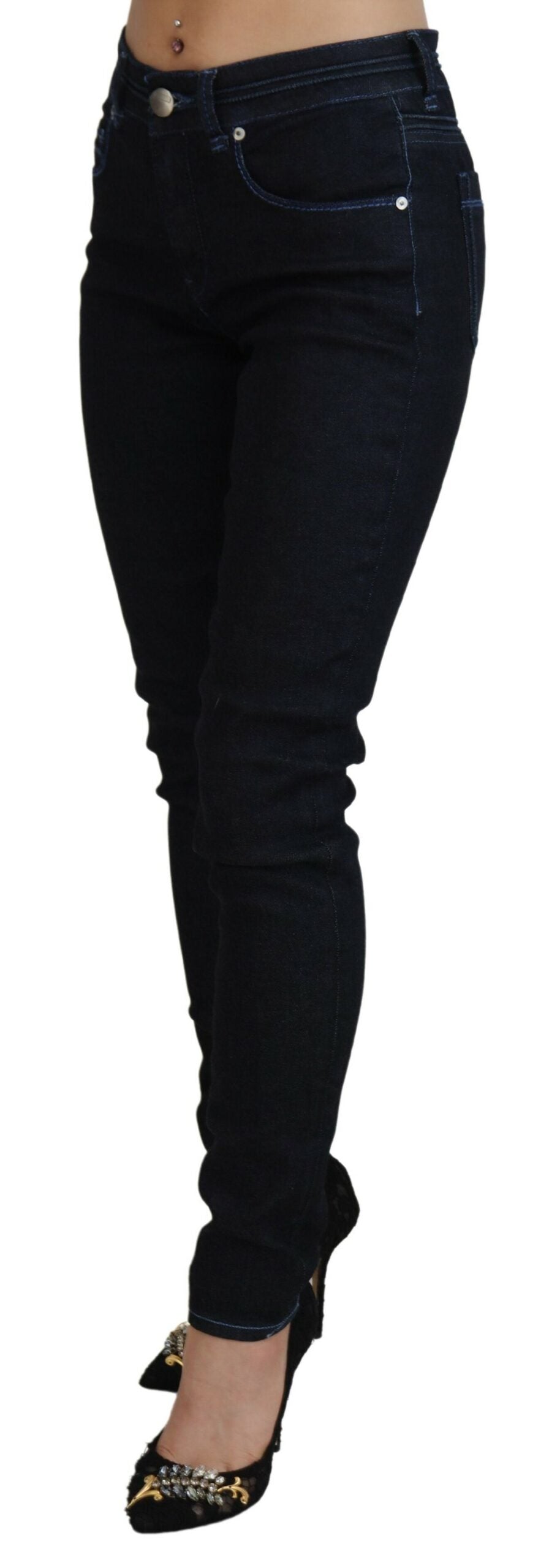 Jeans en jean pour femme Acht, bleu foncé, taille basse, coupe slim.