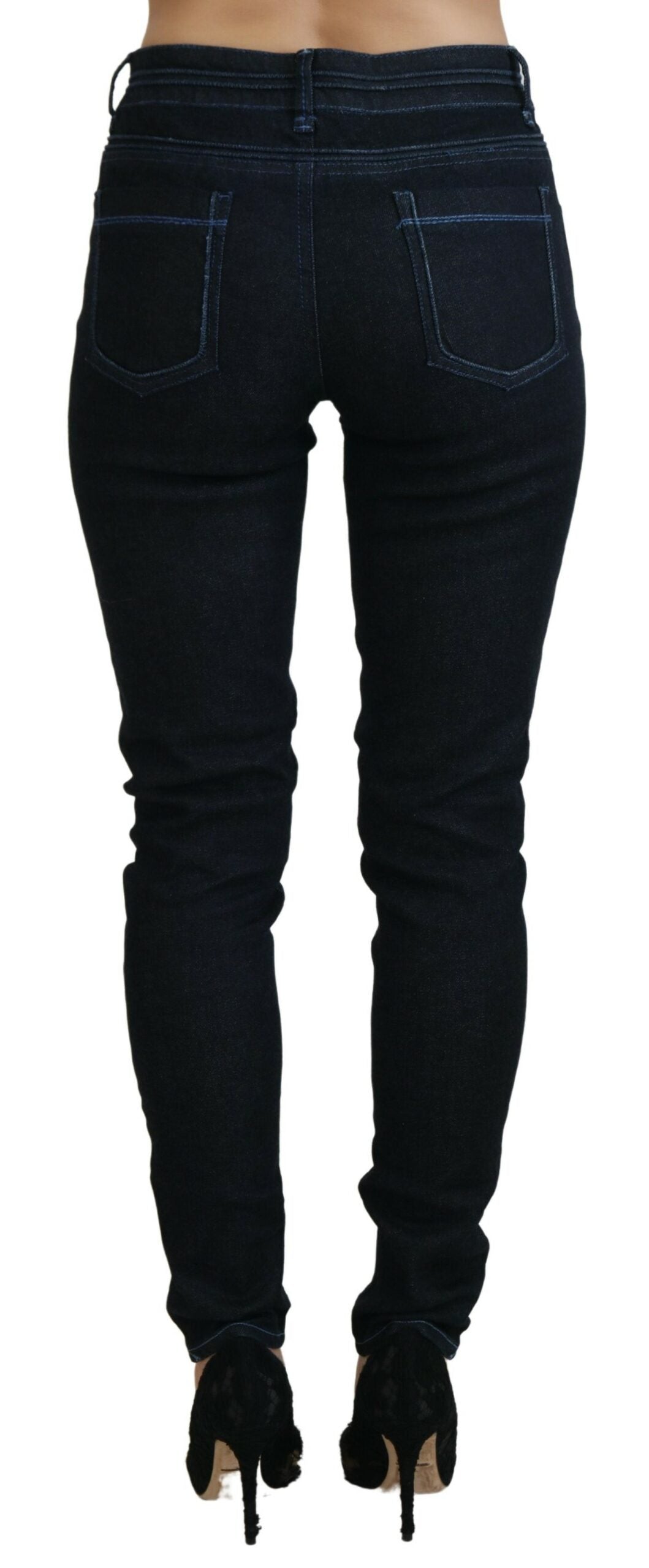 Jeans en jean pour femme Acht, bleu foncé, taille basse, coupe slim.