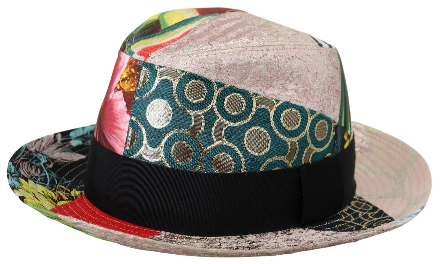 Chapeau Fedora à large bord pour femme Dolce & Gabbana en patchwork multicolore