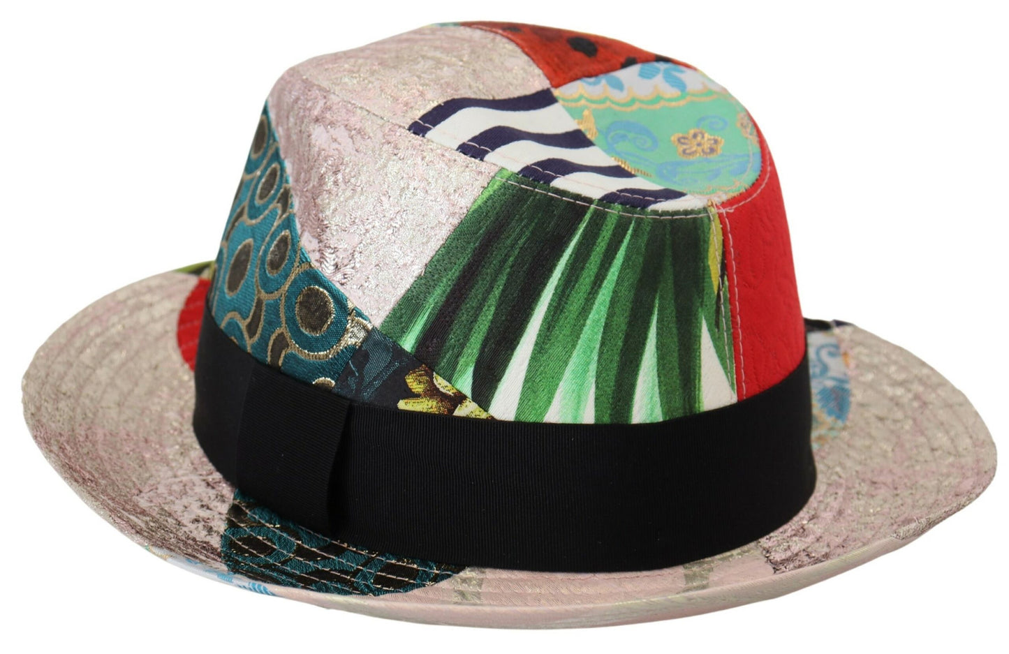 Chapeau Fedora à large bord pour femme Dolce & Gabbana en patchwork multicolore