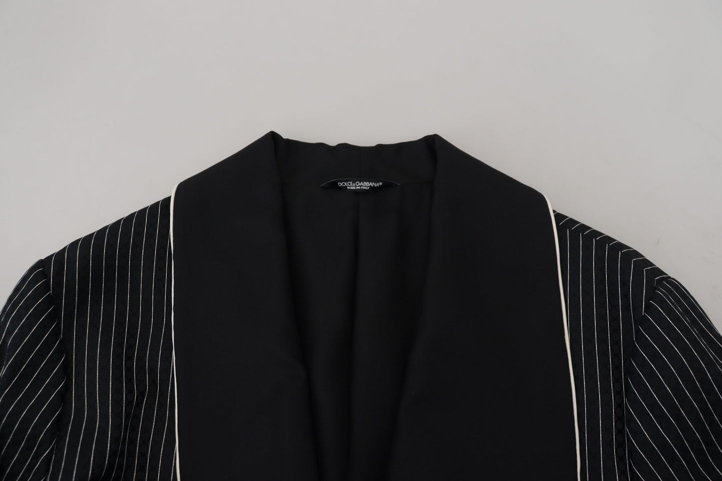 Dolce & Gabbana Zwarte Robe Gestreepte DG Patch Jas Heren Blazer