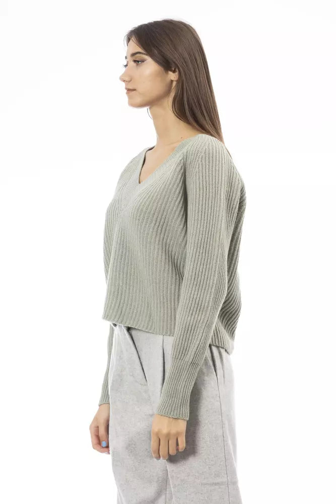 Pull en laine verte pour femme Alpha Studio