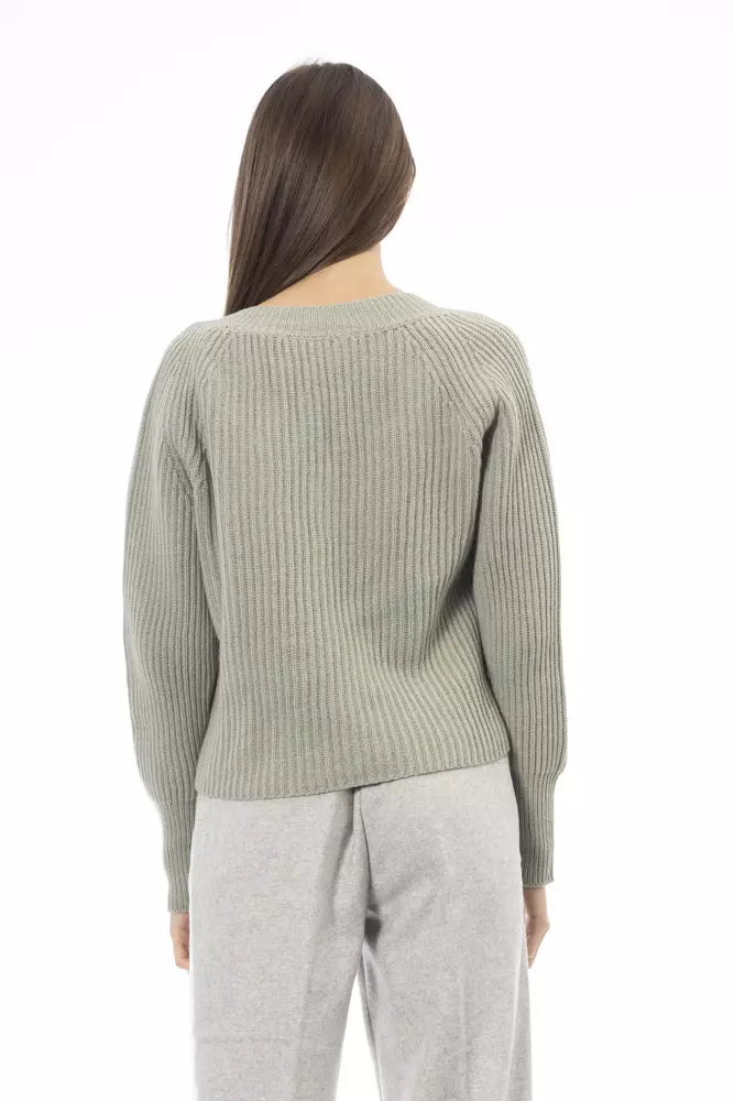 Pull en laine verte pour femme Alpha Studio