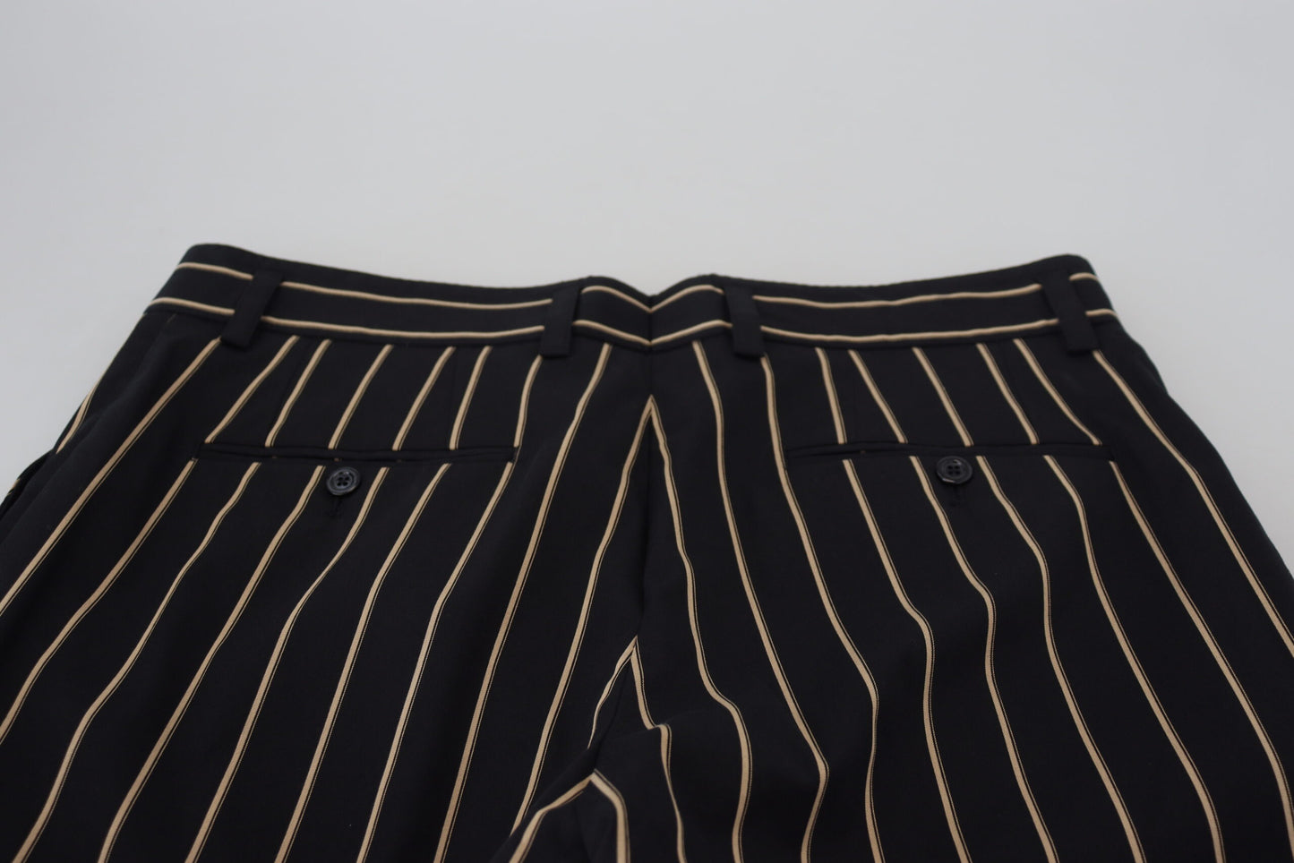 Dolce & Gabbana zwarte en beige gestreepte stretch broek van katoen