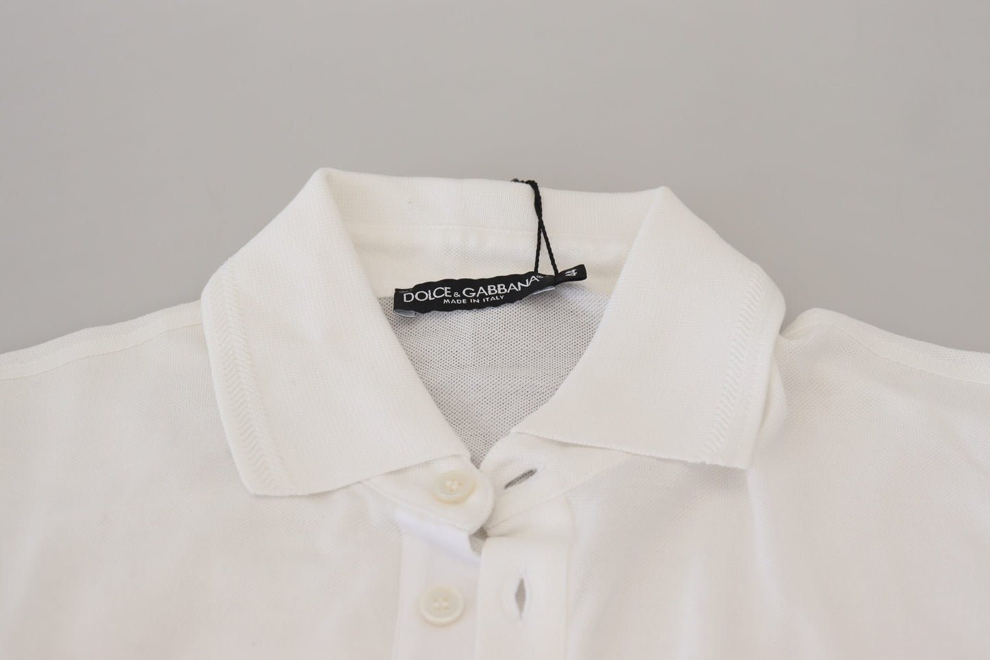 Polo à manches courtes en coton blanc avec logo Dolce & Gabbana