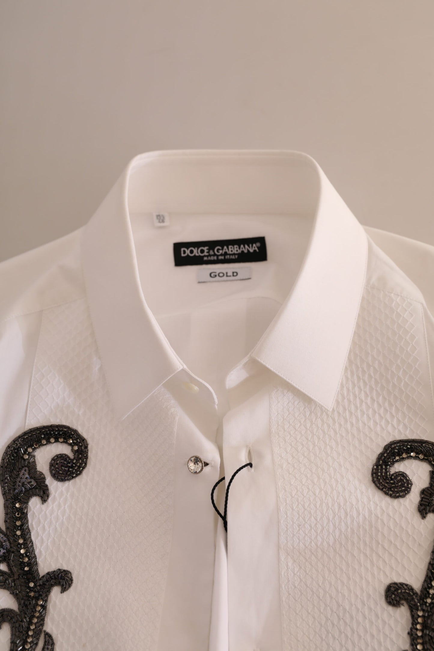 Dolce & Gabbana wit barok overhemd in slim fit tuxedo model