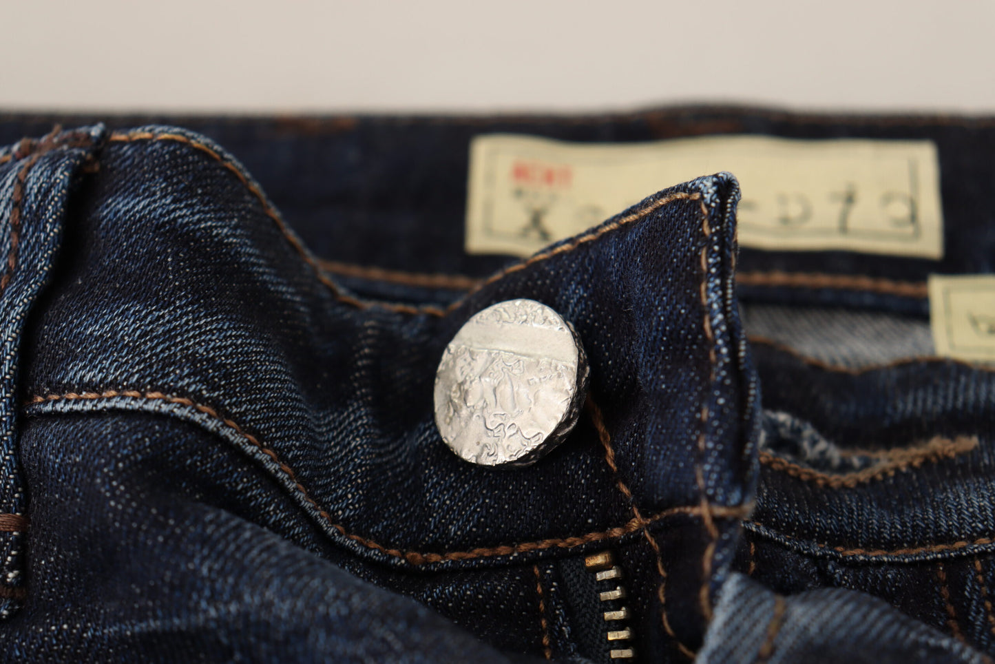 Jeans skinny en coton délavé bleu à taille basse Acht