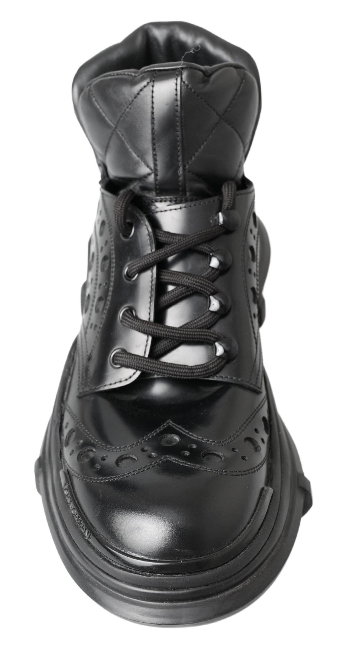 Bottes plates en cuir noir à hauteur de la cheville de Dolce & Gabbana