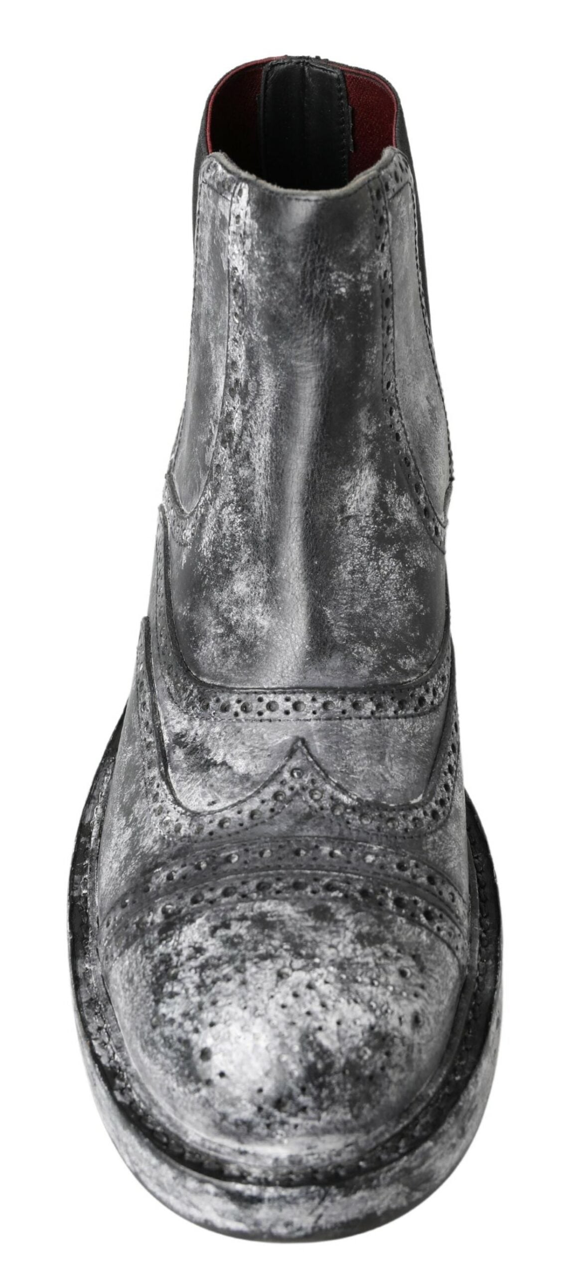 Bottines en cuir noir et gris de Dolce & Gabbana