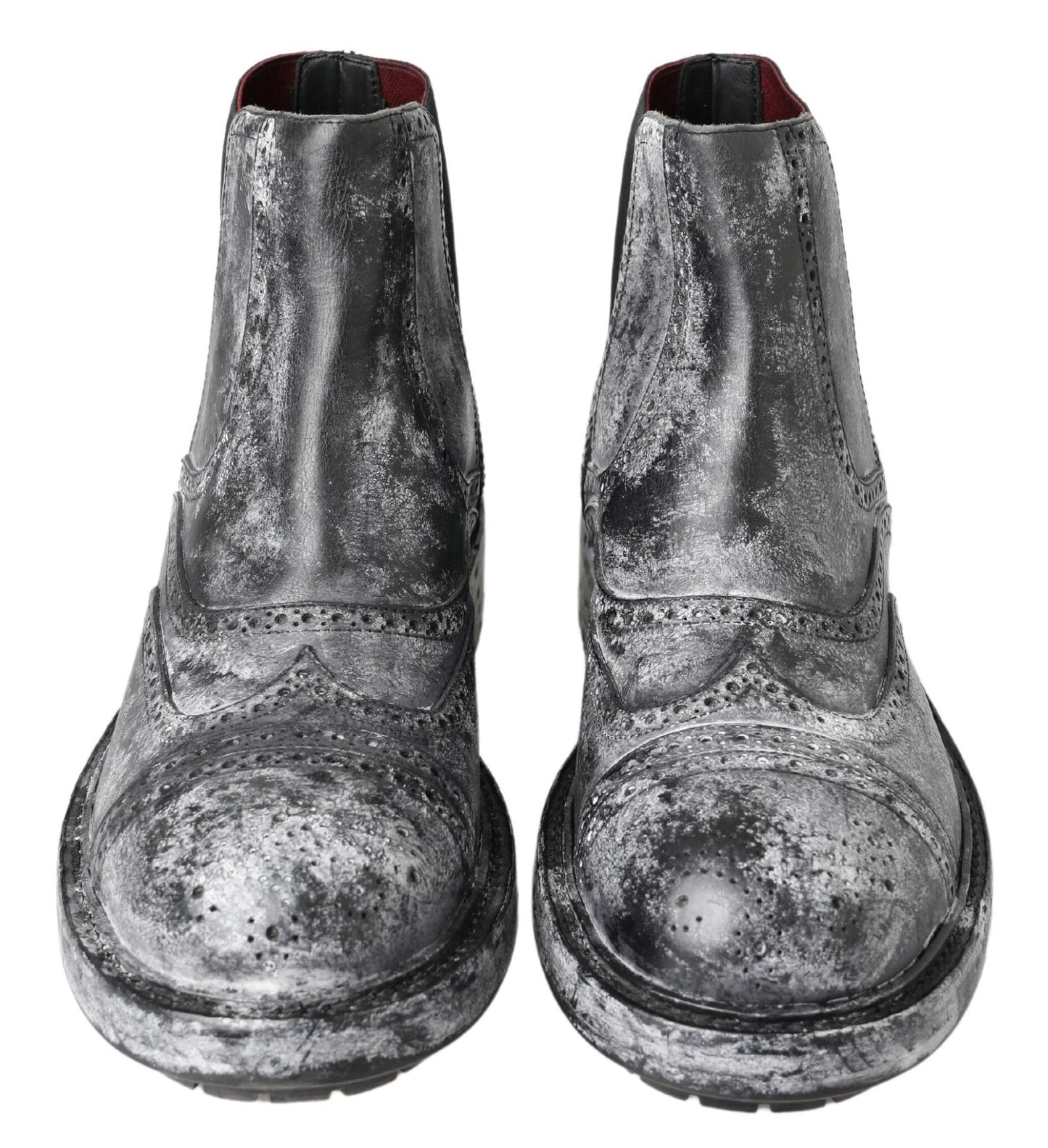 Bottines en cuir noir et gris de Dolce & Gabbana