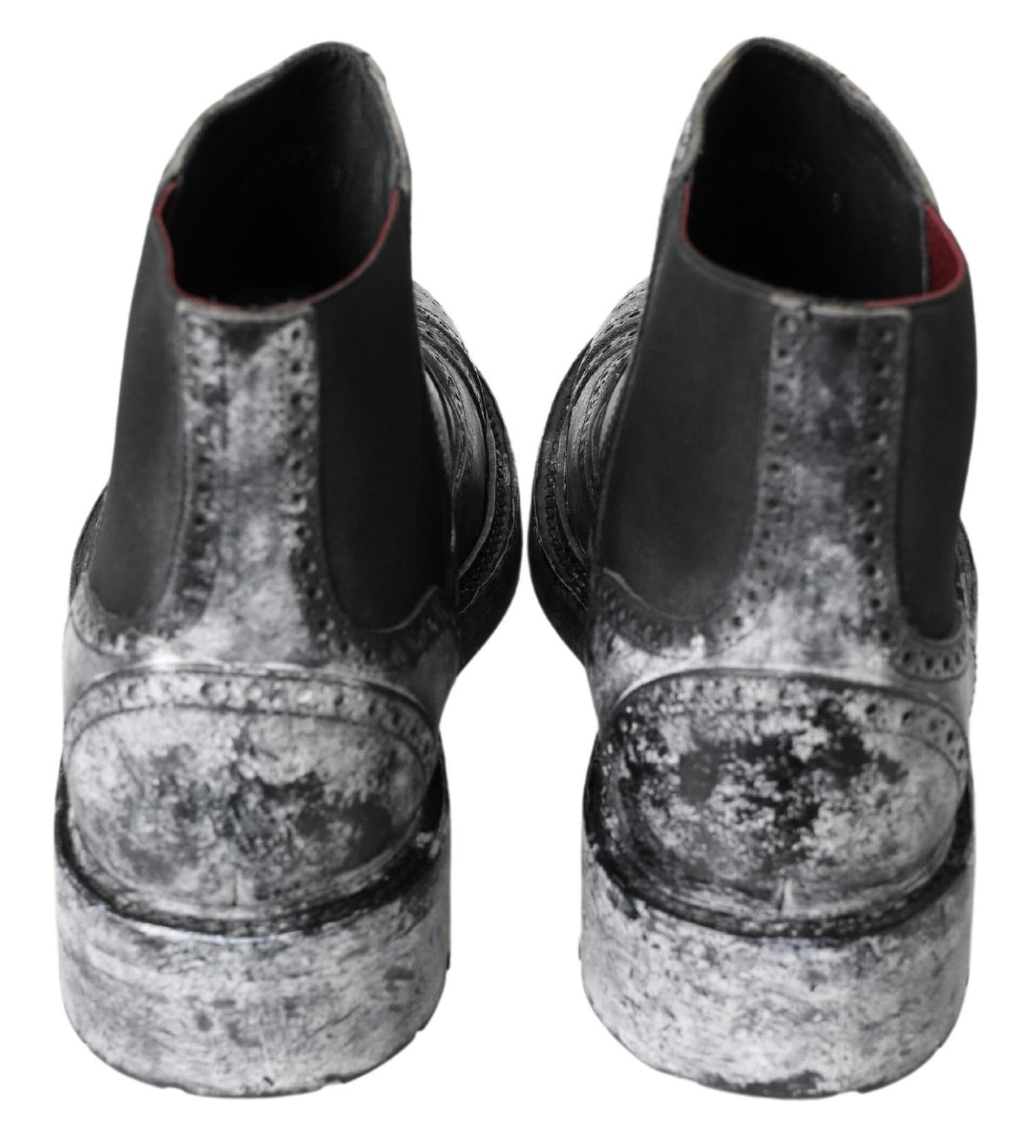 Bottines en cuir noir et gris de Dolce & Gabbana