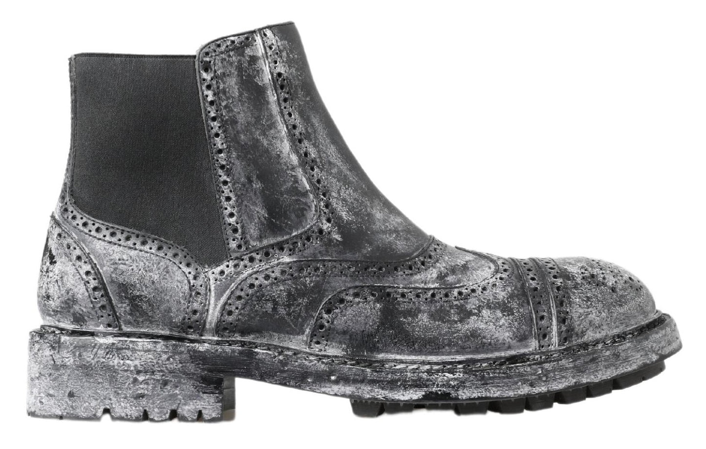 Bottines en cuir noir et gris de Dolce & Gabbana