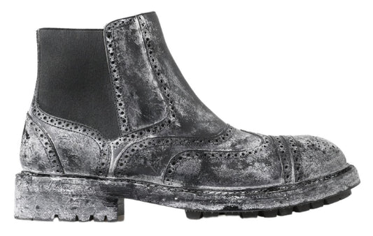 Dolce & Gabbana zwarte en grijze leren enkellaarzen