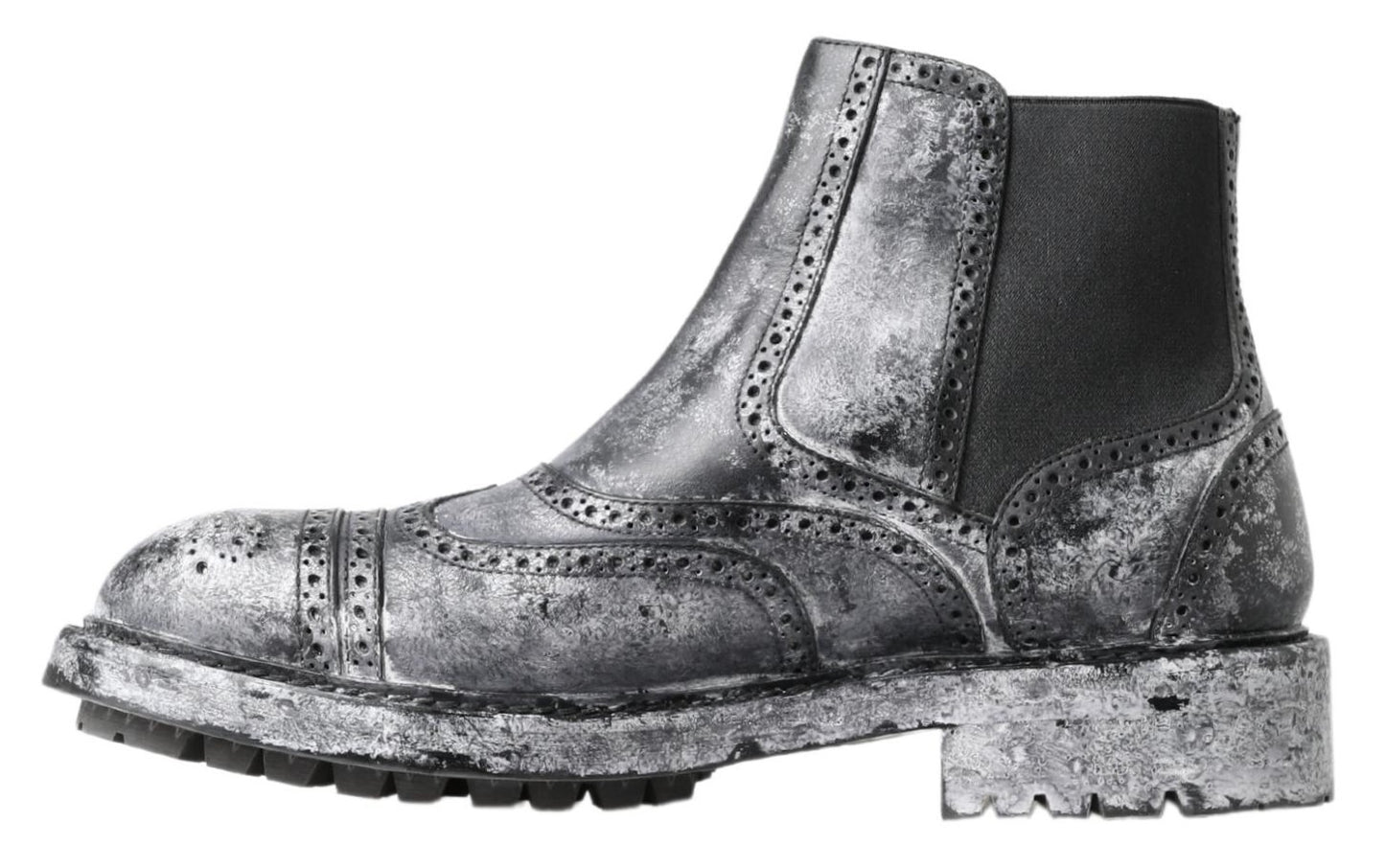 Bottines en cuir noir et gris de Dolce & Gabbana