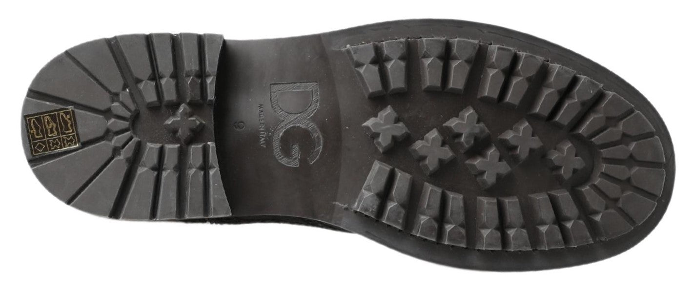 Bottines en cuir noir et gris de Dolce & Gabbana