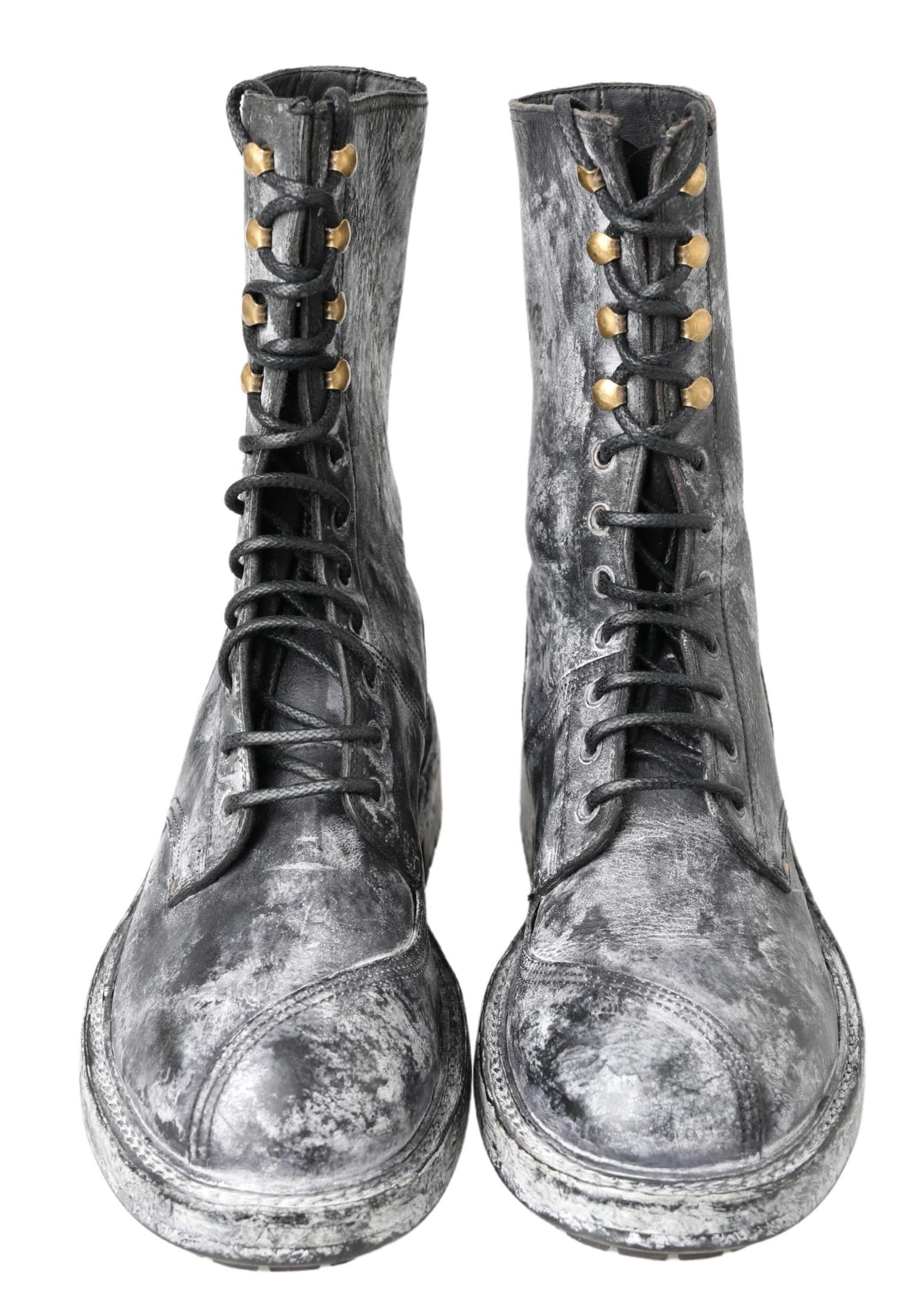 Bottines mi-mollet en cuir noir et gris de Dolce & Gabbana
