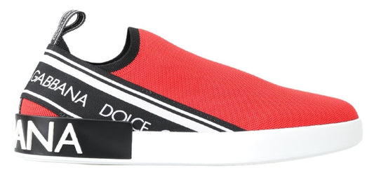Dolce & Gabbana rode en witte platte sneakers/loafers