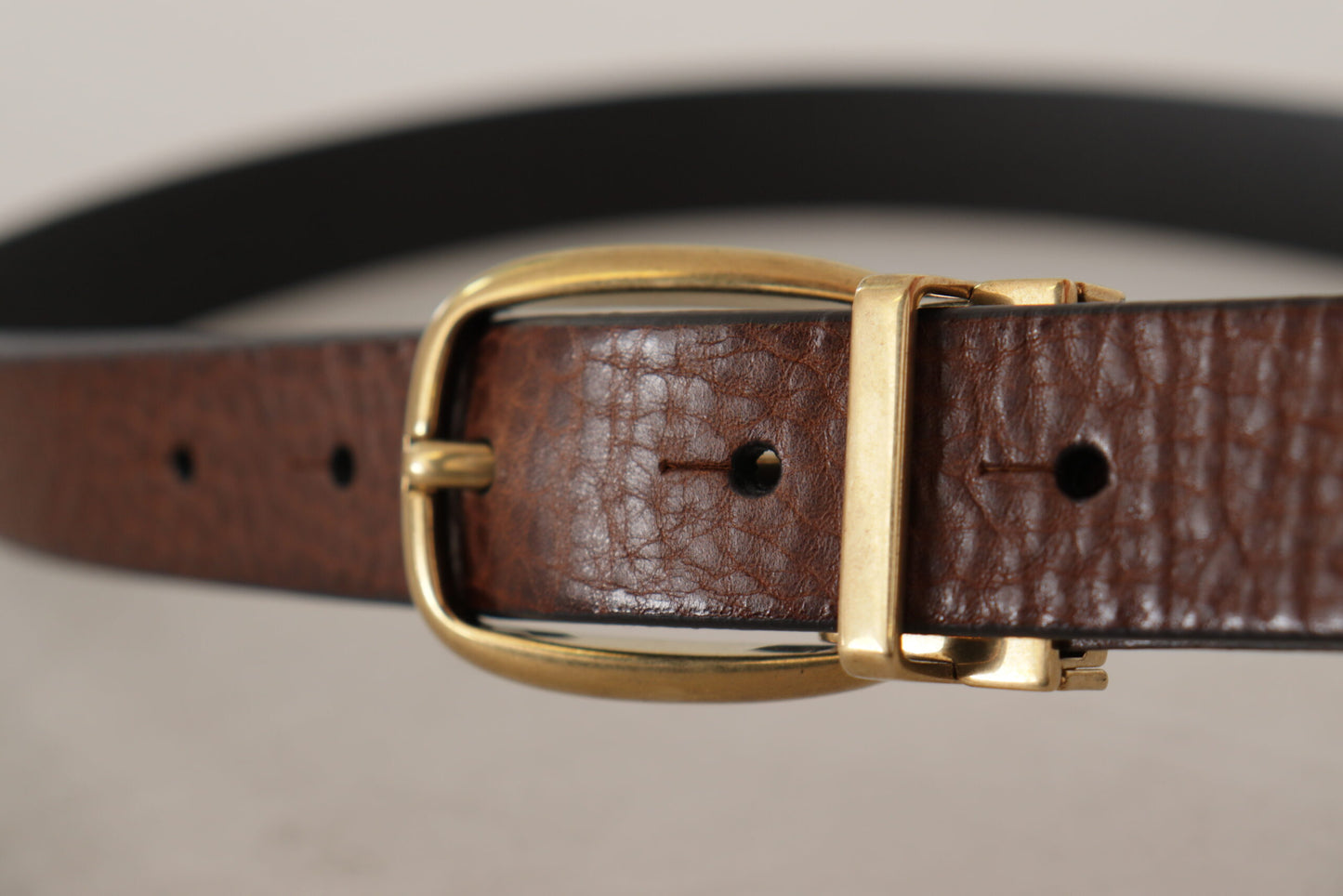 Dolce & Gabbana Bruine Leren Klassieke Vintage Metalen Gesp Riem