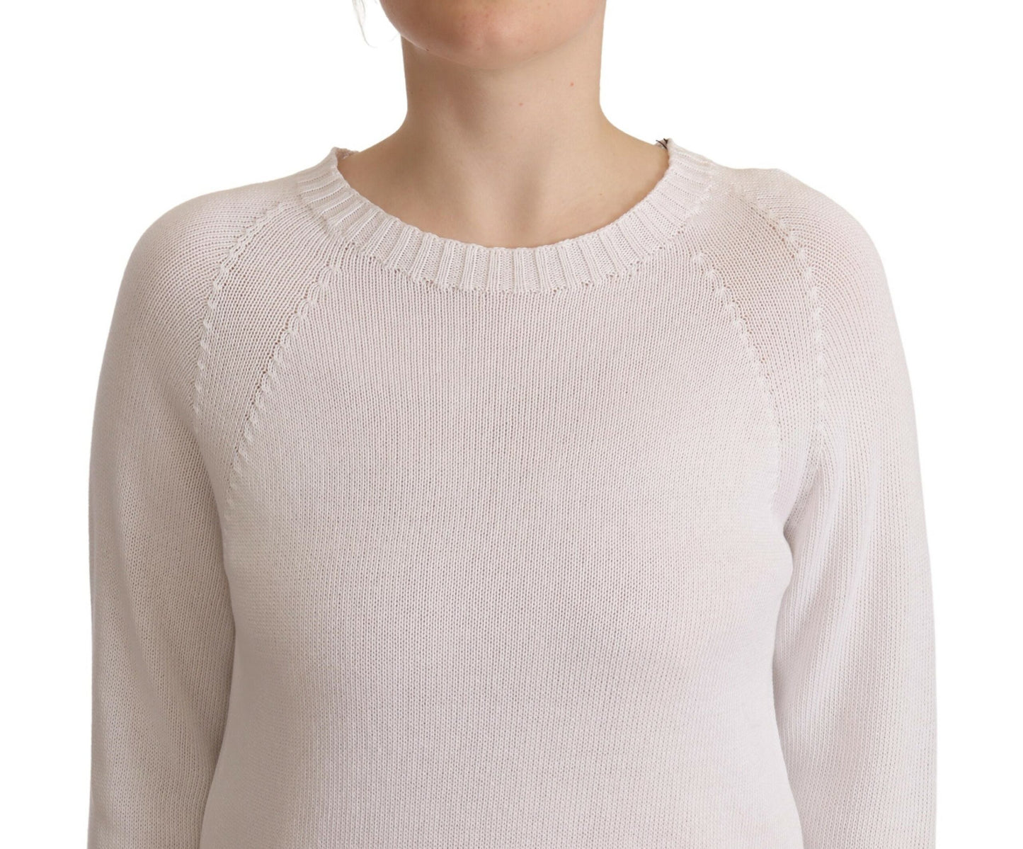 Pull en tricot blanc à manches longues et col rond Alpha Studio