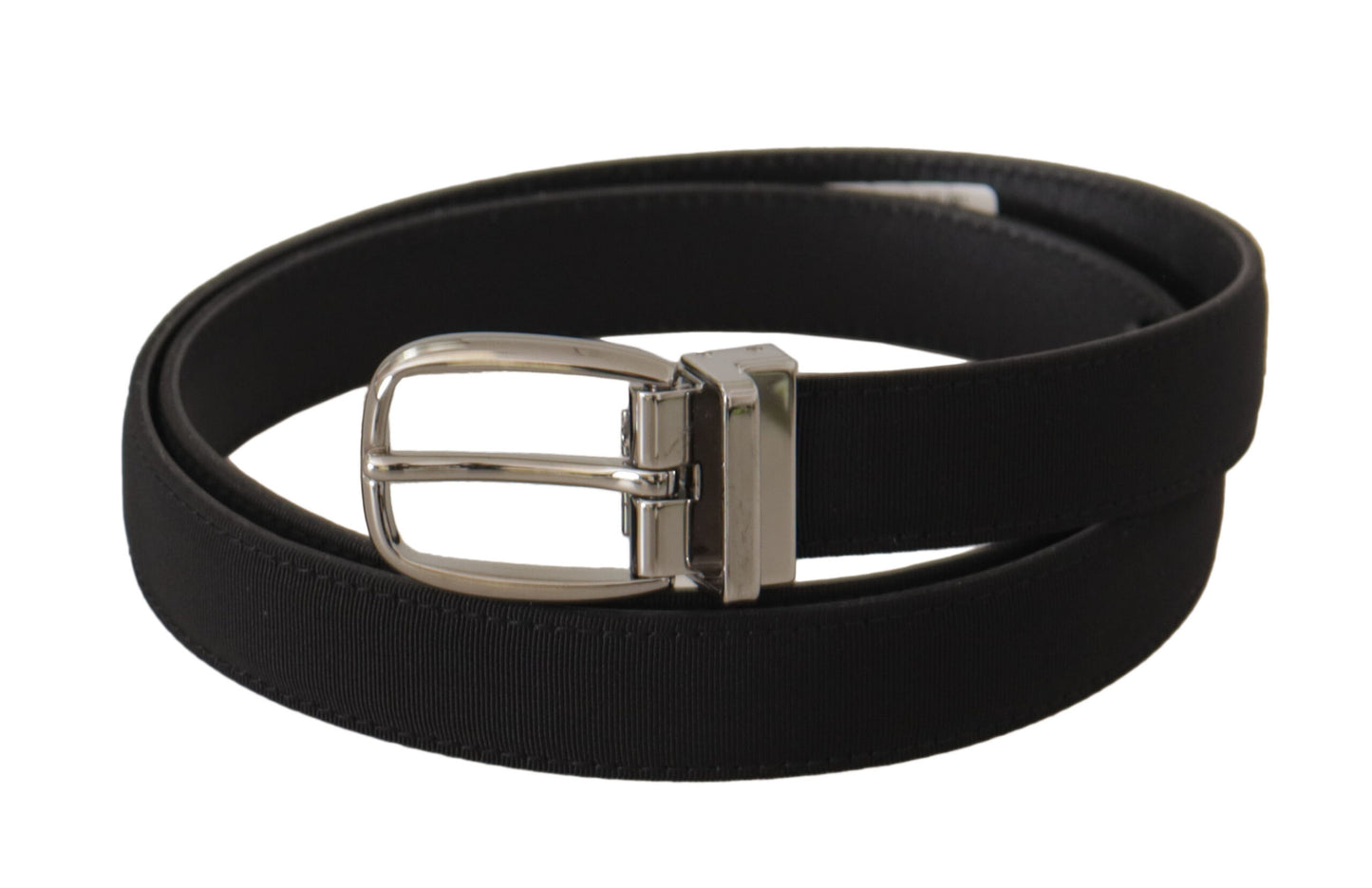 Dolce & Gabbana Zwarte Kalfsleer Zilverkleurige Logo Metalen Riem