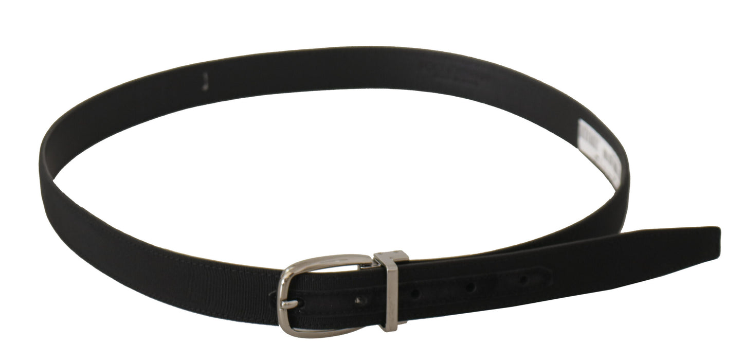 Dolce & Gabbana Zwarte Kalfsleer Zilverkleurige Logo Metalen Riem