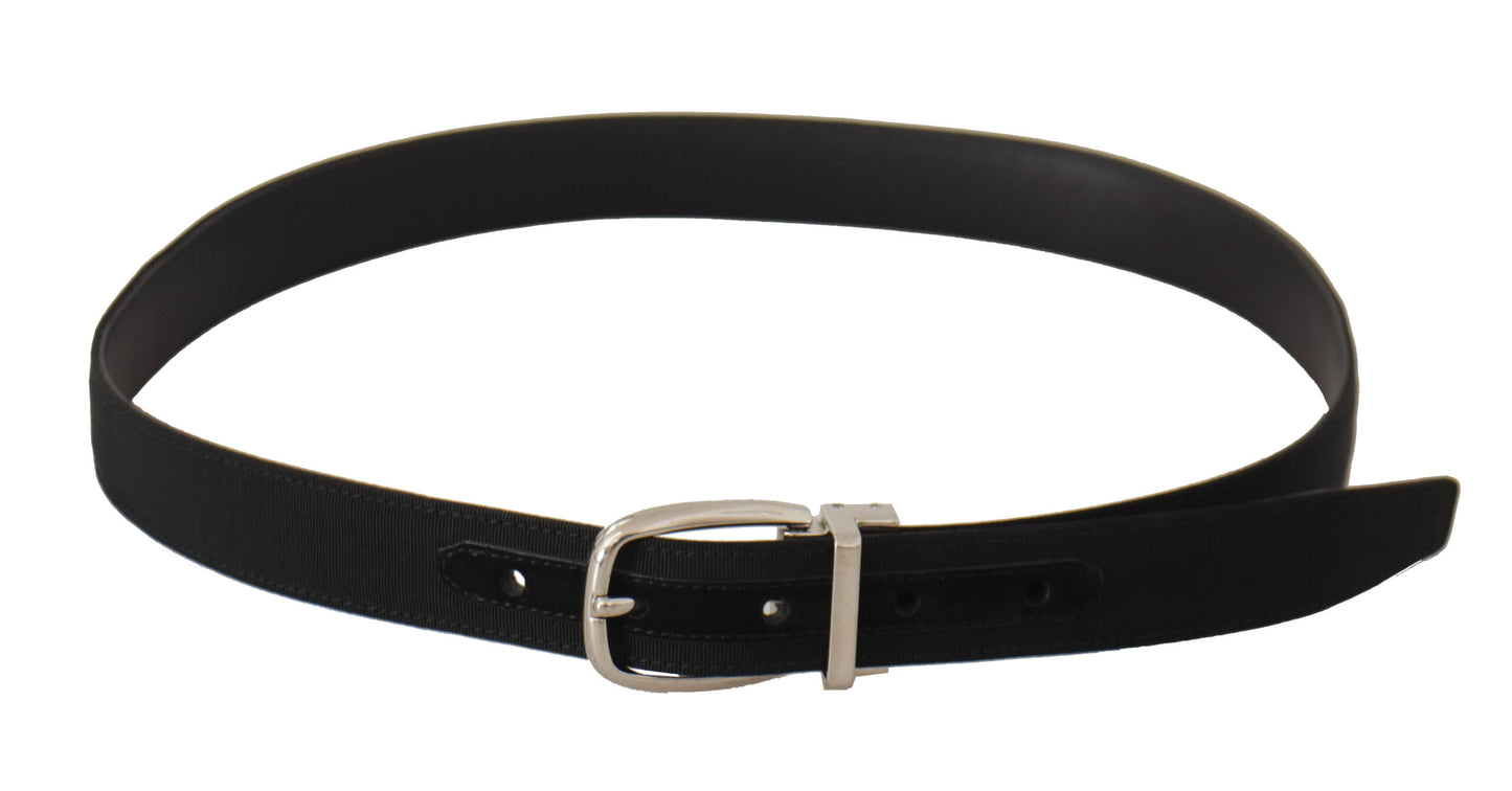 Dolce & Gabbana riem zwart kalfsleer zilverkleurige metalen gesp