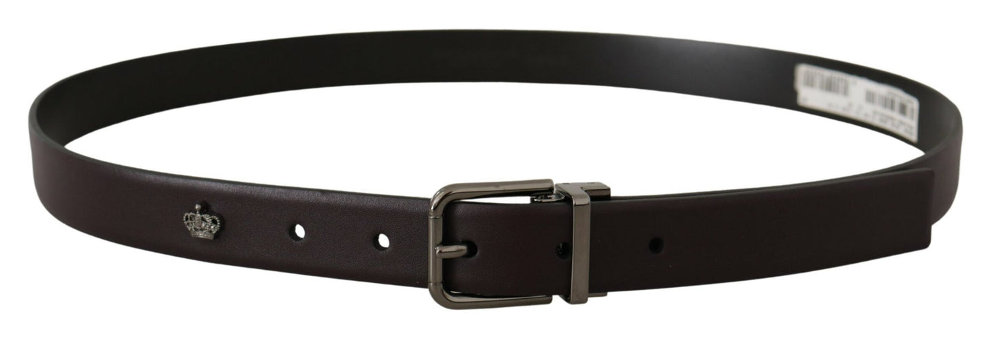 Dolce & Gabbana Donkerpaarse Leren Box Borchia Metalen Gesp Riem
