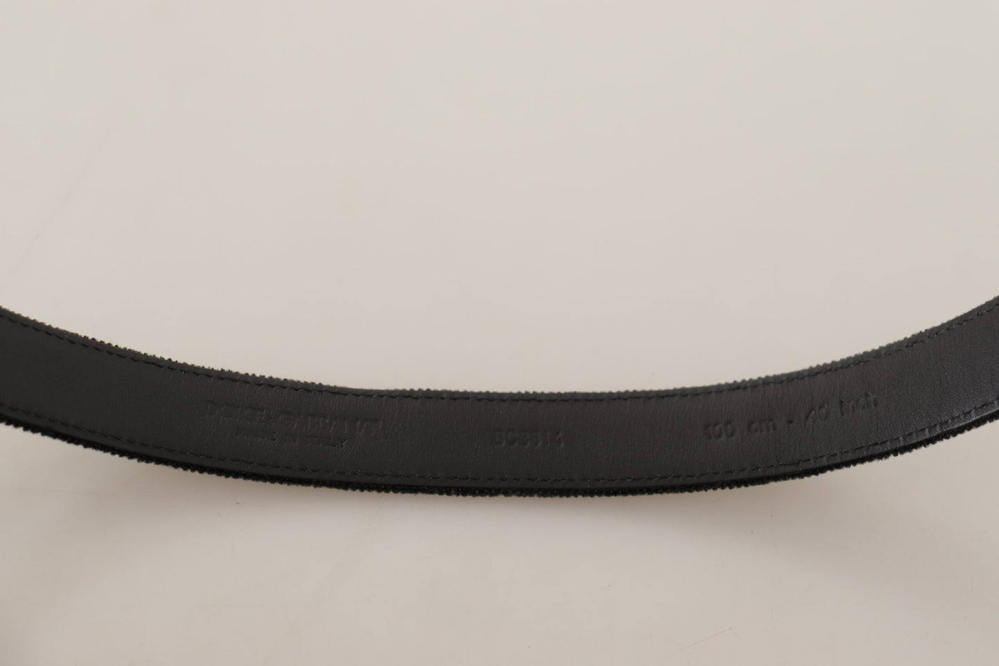 Ceinture Dolce & Gabbana en velours noir décontracté avec boucle en métal argenté et logo