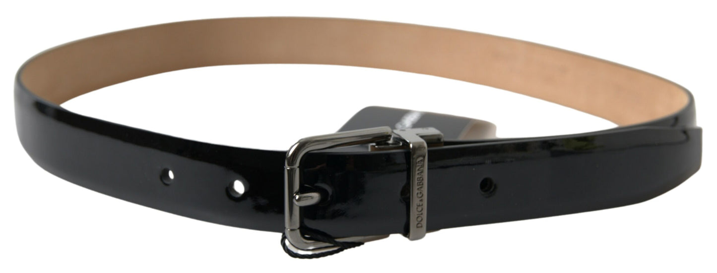 Ceinture Dolce & Gabbana en cuir de veau noir avec boucle en métal pour homme