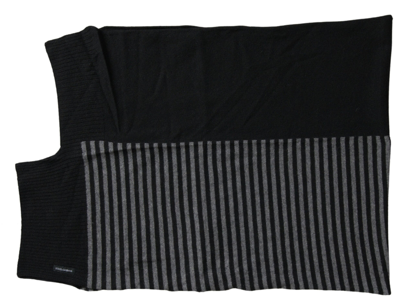 Foulard châle en laine à rayures noires et grises Dolce & Gabbana
