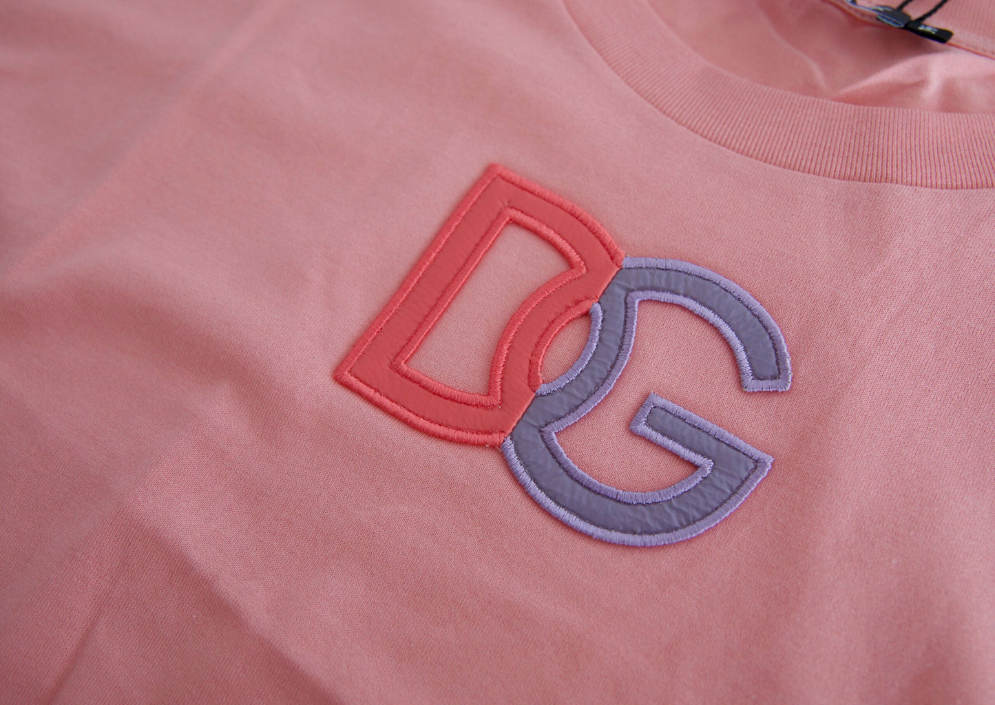 Débardeur en coton rose à col rond avec logo DG de Dolce & Gabbana