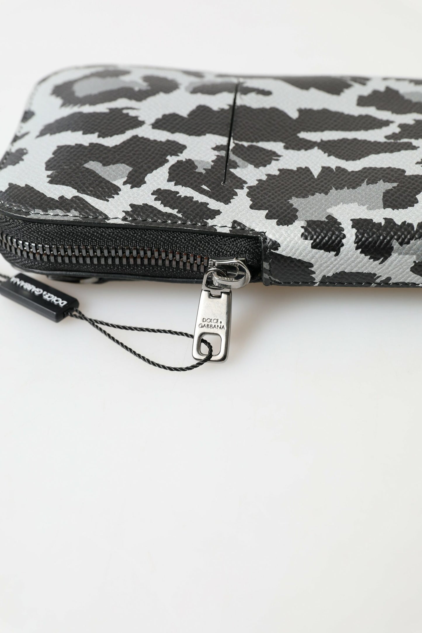 Sac à main Dolce & Gabbana en cuir léopard gris pour homme, sac à bandoulière pour téléphone