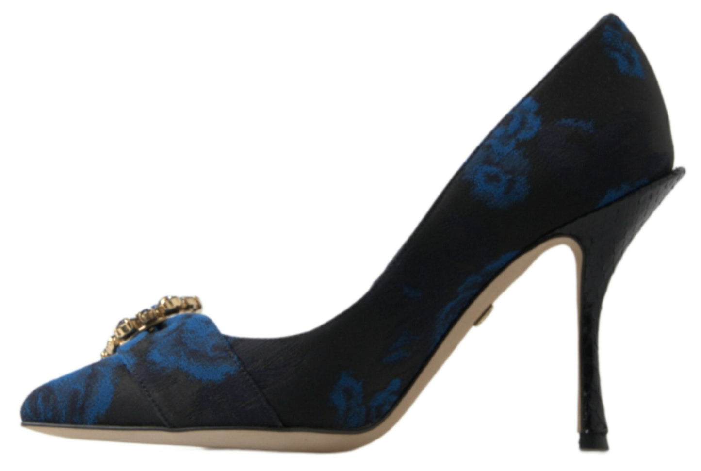 Dolce & Gabbana blauwe Ayers pumps met bloemenprint en kristallen
