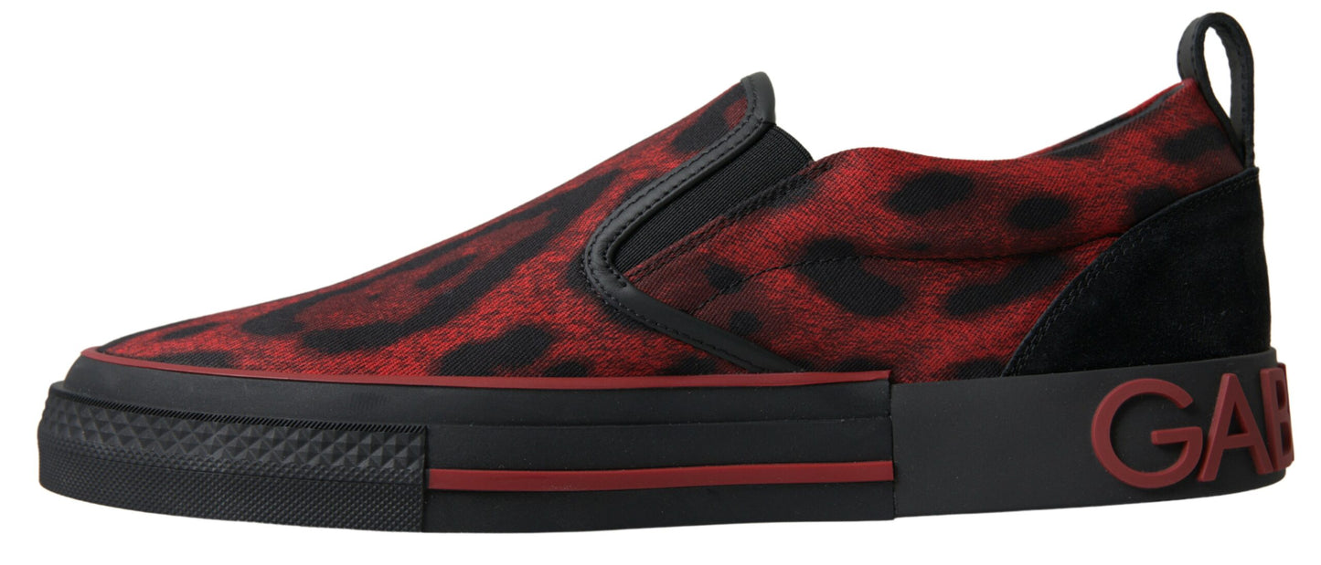 Baskets mocassins léopard rouge et noir Dolce & Gabbana