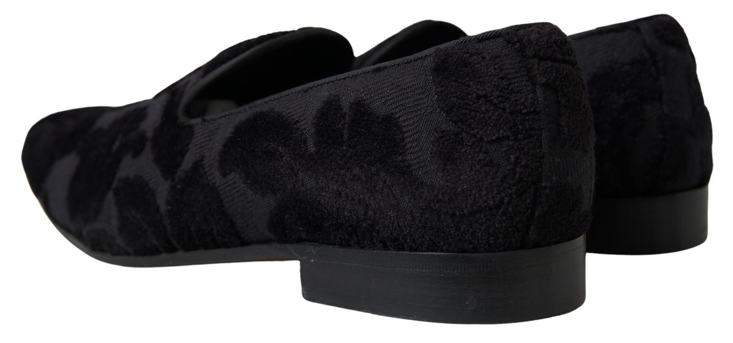 Chaussures habillées plates en brocart noir Dolce & Gabbana