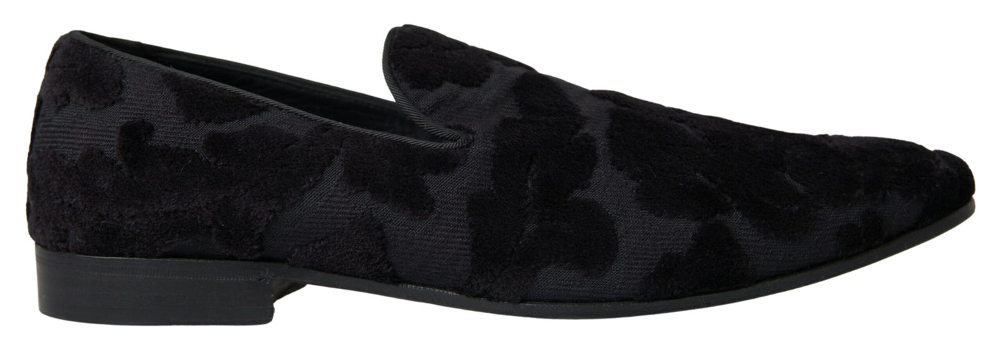 Chaussures habillées plates en brocart noir Dolce & Gabbana